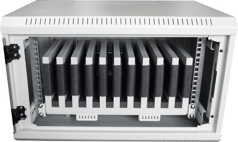 Tablet Schrank Mini zur Aufnahme von 10 iPad oder Smartphones. 19 Zoll